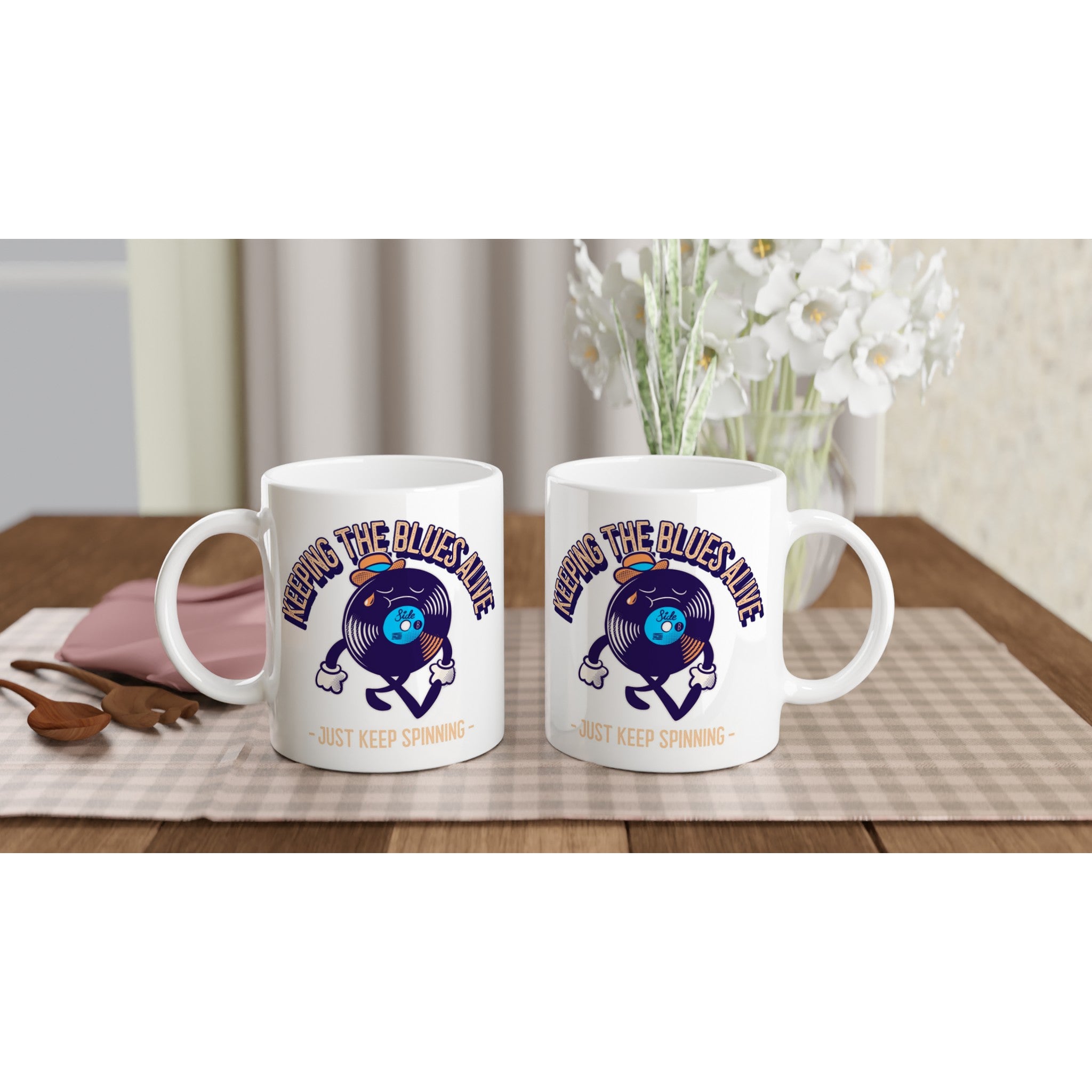 Keeping The Blues Alive - White 11oz Ceramic Mug White 11oz Mug Globally Fulfilled Music