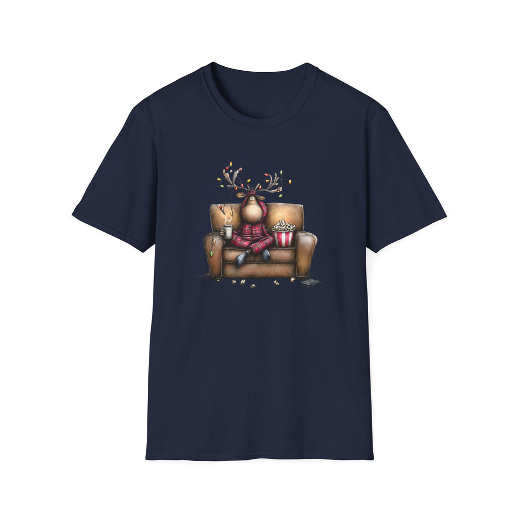 Reindeer, Christmas Movie Watching Shirt - Unisex Softstyle T-Shirt