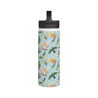 Parrots, Beautiful Colourful Birds Stainless Steel Water Bottle, Handle Lid Stainless Steel Water Bottle With Handle Lid Birds Globally Fulfilled