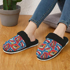 Comic Book Cells Women's Fur Trim Thick-Sole Indoor Slippers Women's Fur Trimmed Slippers comic Printed Offshore