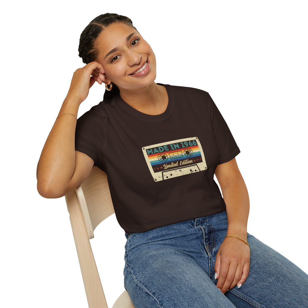 60th Birthday Made in 1966 Cassette Tape Unisex T-Shirt Unisex Adult T-shirt Birthday Globally Fulfilled