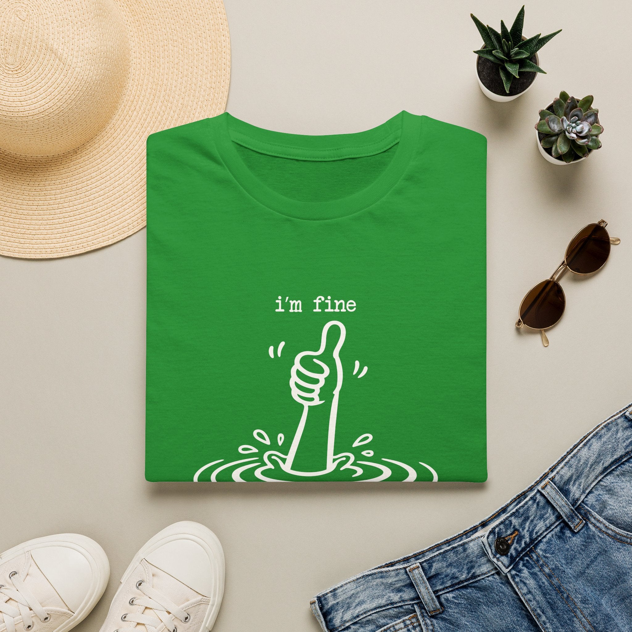 I'm Fine Drowning Thumbs Up Unisex T-shirt Unisex Adult T-shirt Globally Fulfilled Positivity