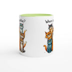 Where Is My Coffee, Cranky Cats - White 11oz Ceramic Mug with Colour Inside Colour 11oz Mug animal Coffee Globally Fulfilled