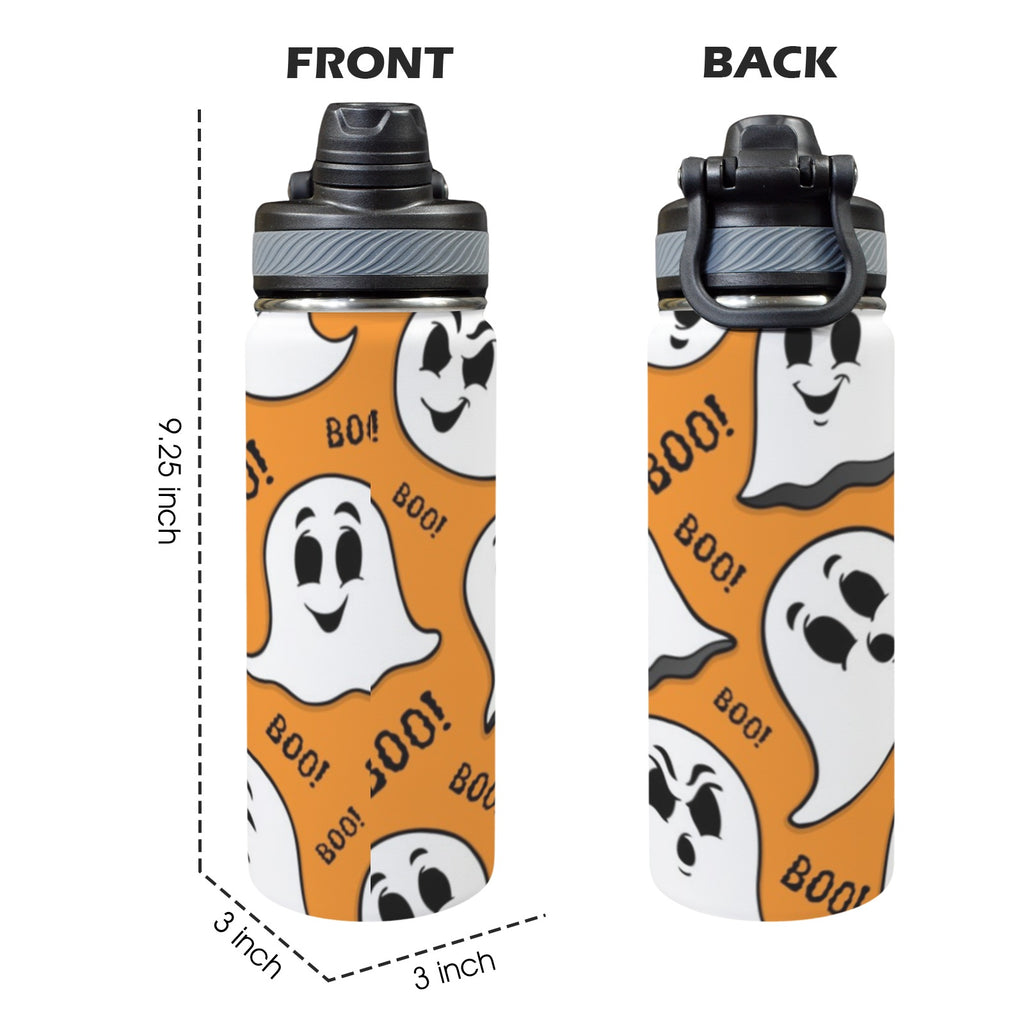 Ghost Boo - Insulated Water Bottle with Dual-Use Lid (18oz) Insulated Water Bottle with Dual-Use Lid (18oz) Halloween Printed Offshore
