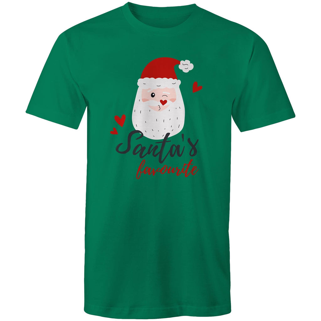Santa's Favourite - Mens T-Shirt Kelly Green Mens Christmas T-shirt Christmas Printed In Australia
