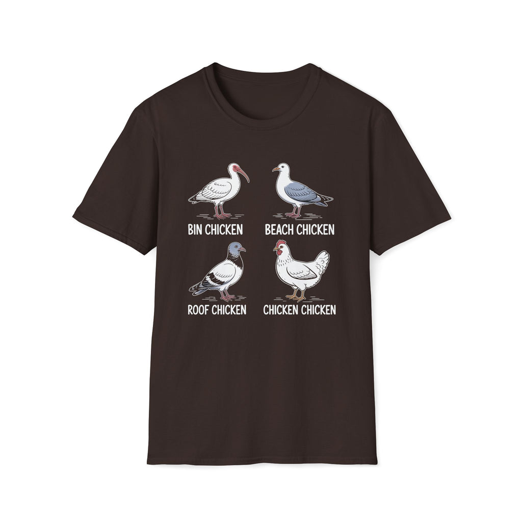Bin Chicken Beach Chicken Chicken Types Unisex T-Shirt Dark Chocolate Unisex Adult T-shirt animal Birds Globally Fulfilled