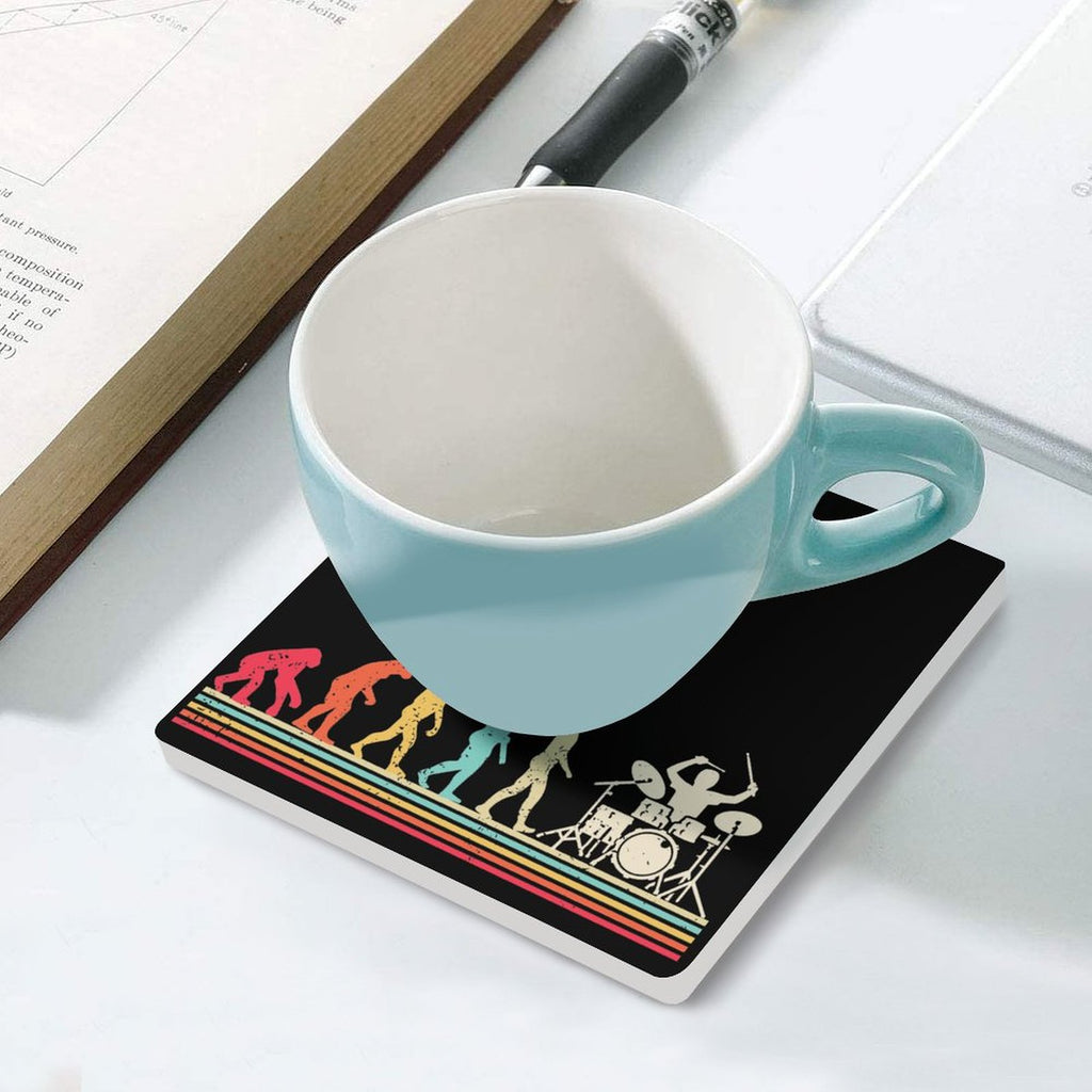 Drummer Evolution - Ceramic Coasters (Square) Ceramic Coasters Music Printed Offshore