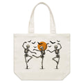 Skeleton Dance Shoulder Canvas Tote Bag Default Title Large Tote Bag Halloween Printed In Australia