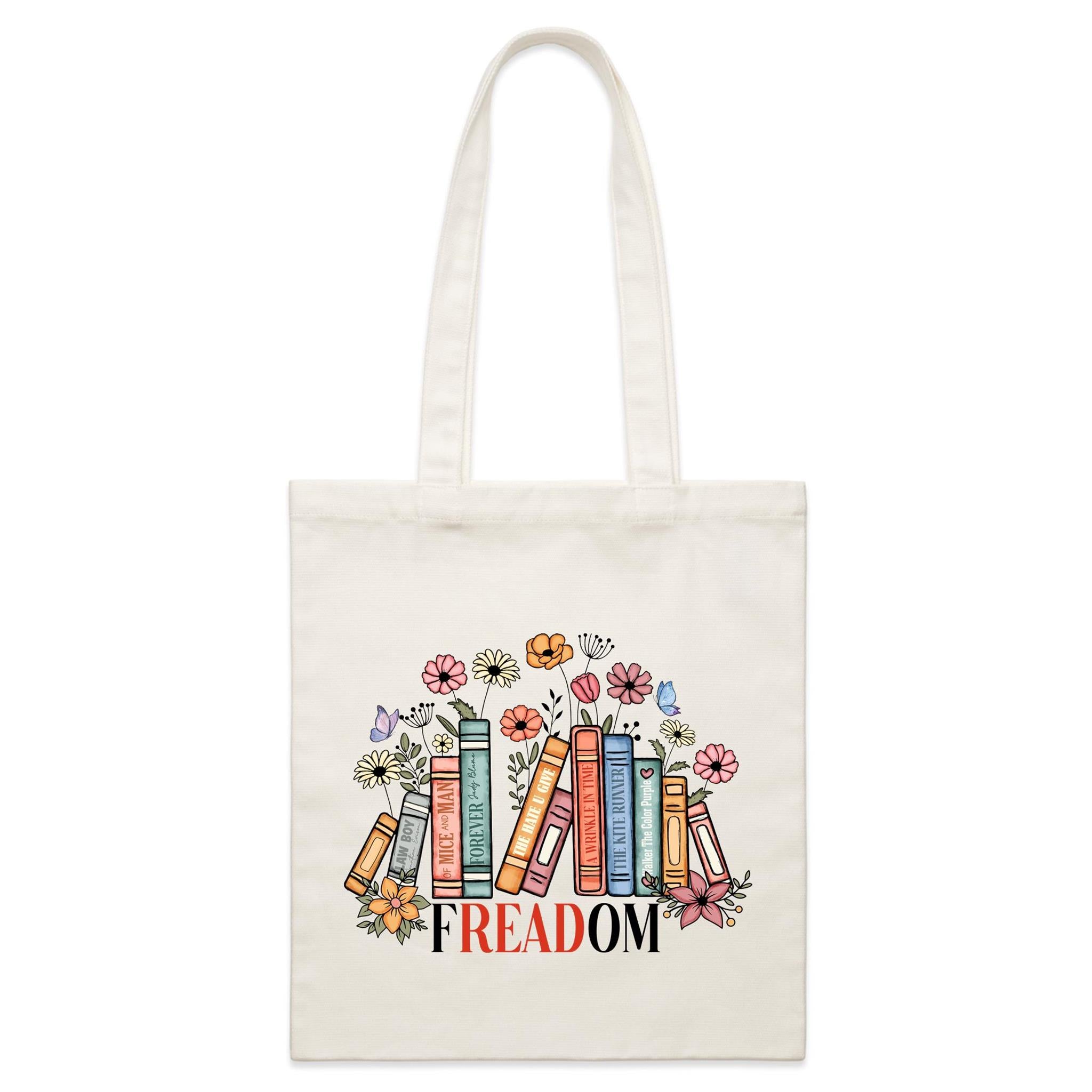 Freedom, Reading Books - Parcel Canvas Tote Bag Default Title Small Tote Bag Printed In Australia Reading