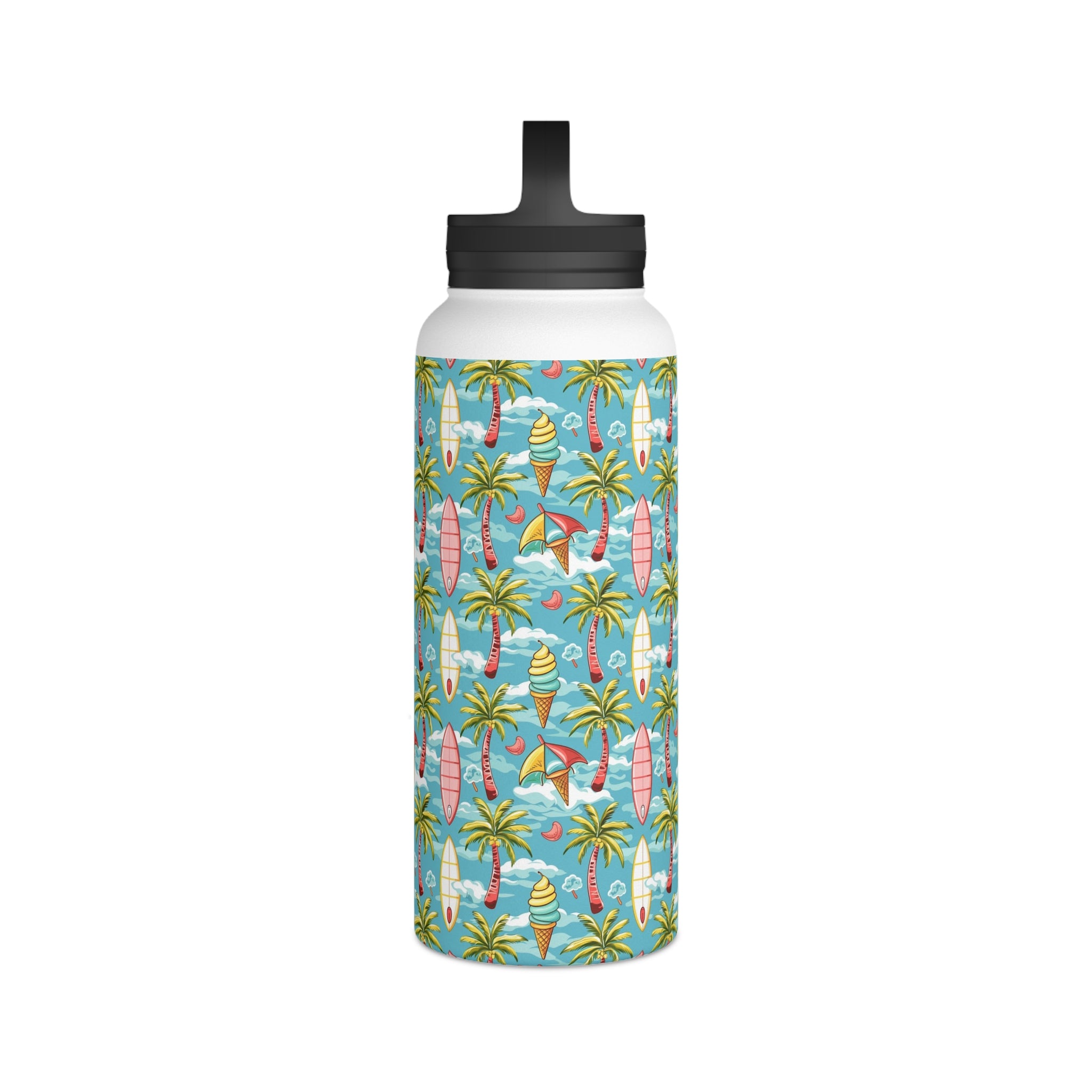 Summer Surf - Stainless Steel Water Bottle, Handle Lid Stainless Steel Water Bottle With Handle Lid Globally Fulfilled Summer Surf
