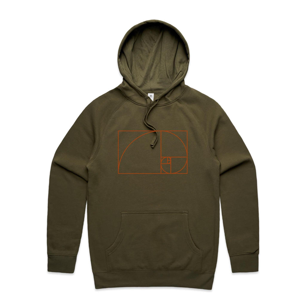 Fibonacci - Mens Hoodie Army Mens Hoodie Maths Printed In Australia Science