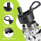 Black And White Dogs 12oz Kids Water Bottle with Straw Lid
