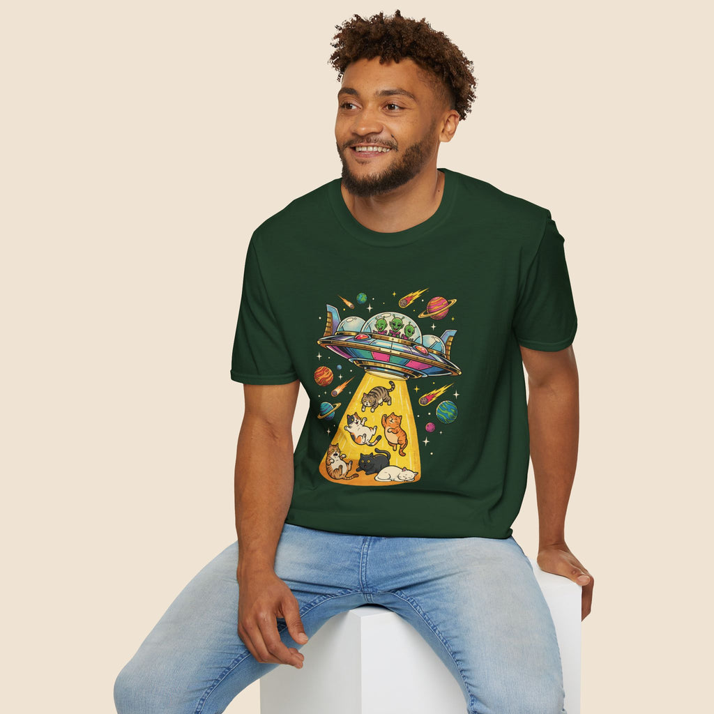 UFO Cat Abduction Unisex T-Shirt Unisex Adult T-shirt animal Globally Fulfilled Sci Fi
