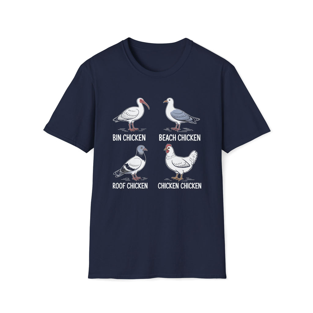 Bin Chicken Beach Chicken Chicken Types Unisex T-Shirt Navy Unisex Adult T-shirt animal Birds Globally Fulfilled