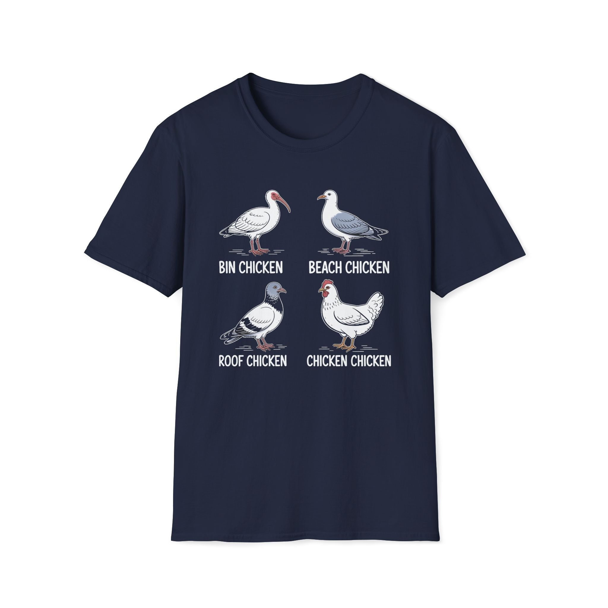 Bin Chicken Beach Chicken Chicken Types Unisex T-Shirt Navy Unisex Adult T-shirt animal Birds Globally Fulfilled