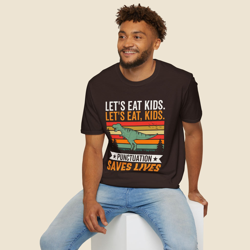 Punctuation Saves Lives Dinosaur, Let's Eat Kids Unisex T-shirt Unisex Adult T-shirt Globally Fulfilled