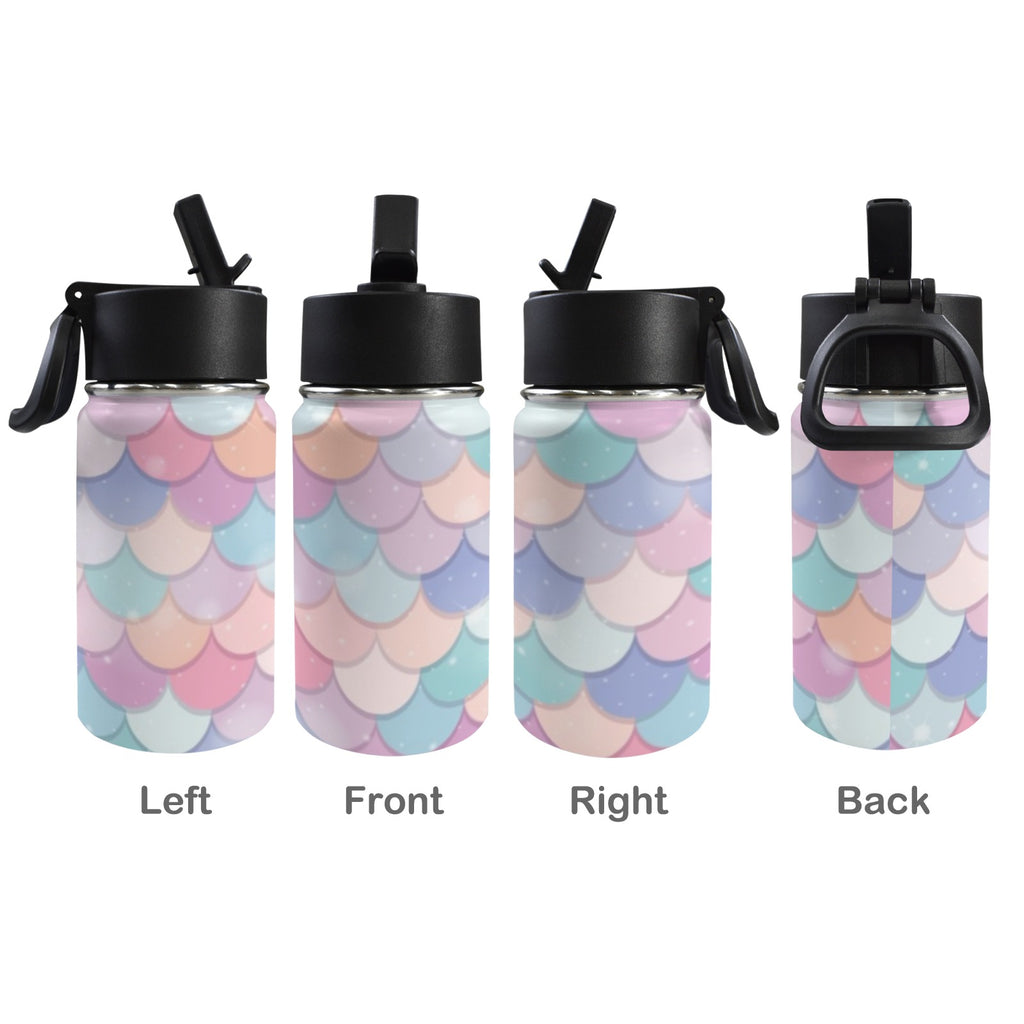 Mermaid Scales 12oz Kids Water Bottle with Straw Lid