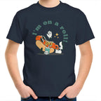 Hotdog, I'm On A Roll - Kids Youth T-Shirt Navy Kids Youth T-shirt Food Printed In Australia