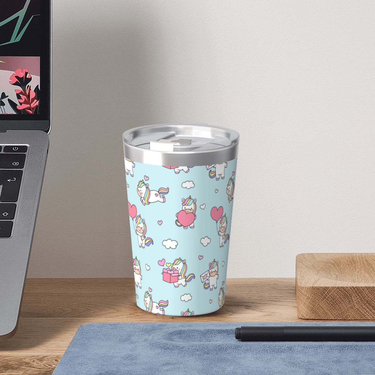 Rainbow Unicorn Small Stainless Steel Travel Mug Cup 12oz/350ml