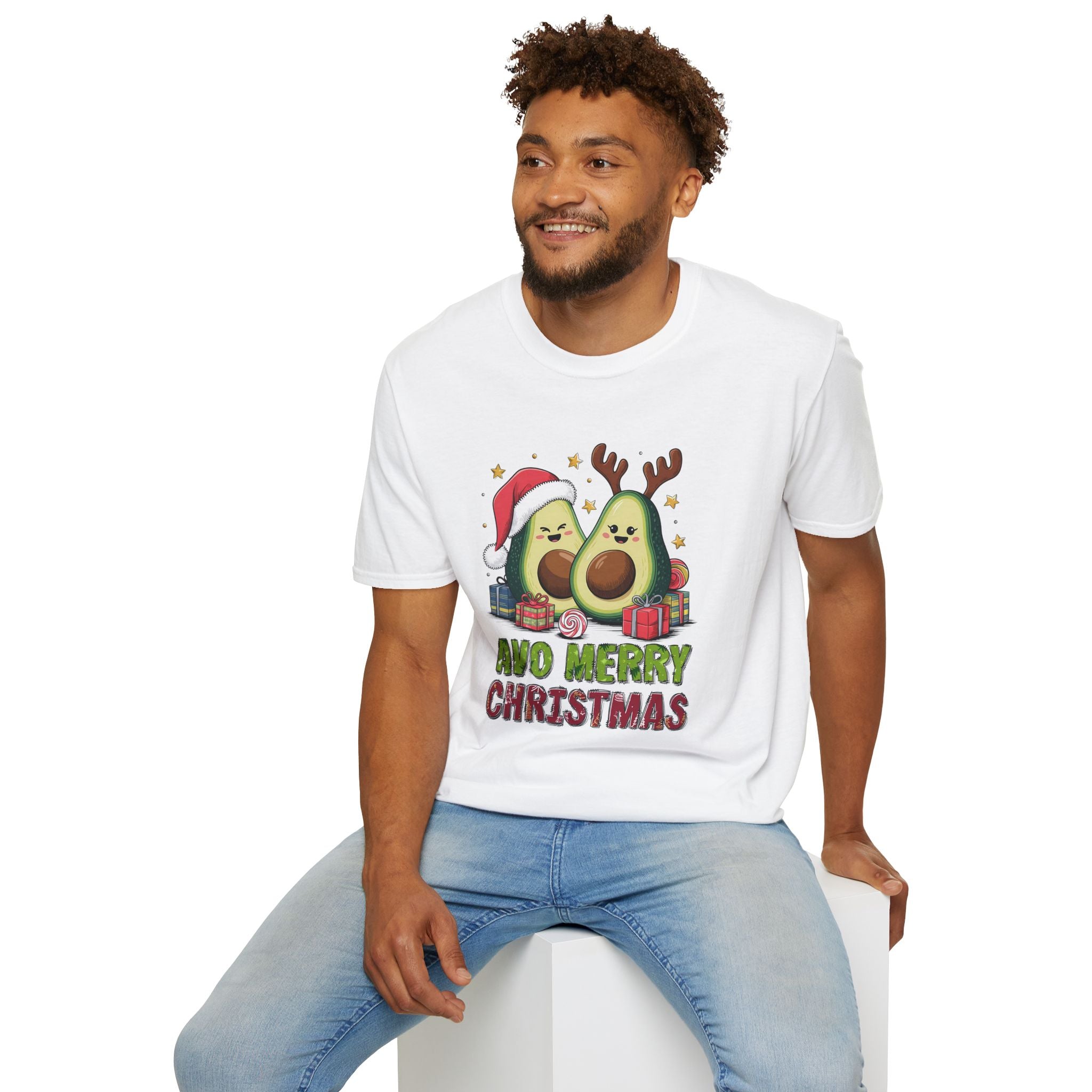 Avo Merry Christmas, Avocado - Unisex Softstyle T-Shirt