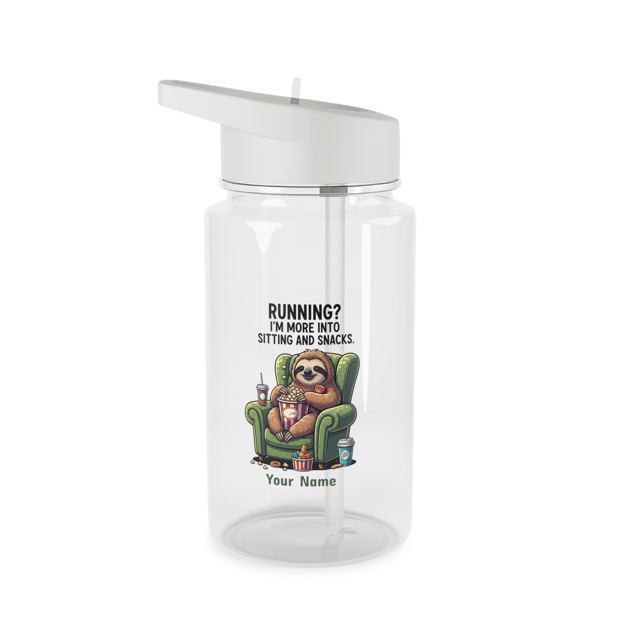 Personalised - Sloth, Running, I'm More Into Sitting And Snacks - Clear Tritan Water Bottle