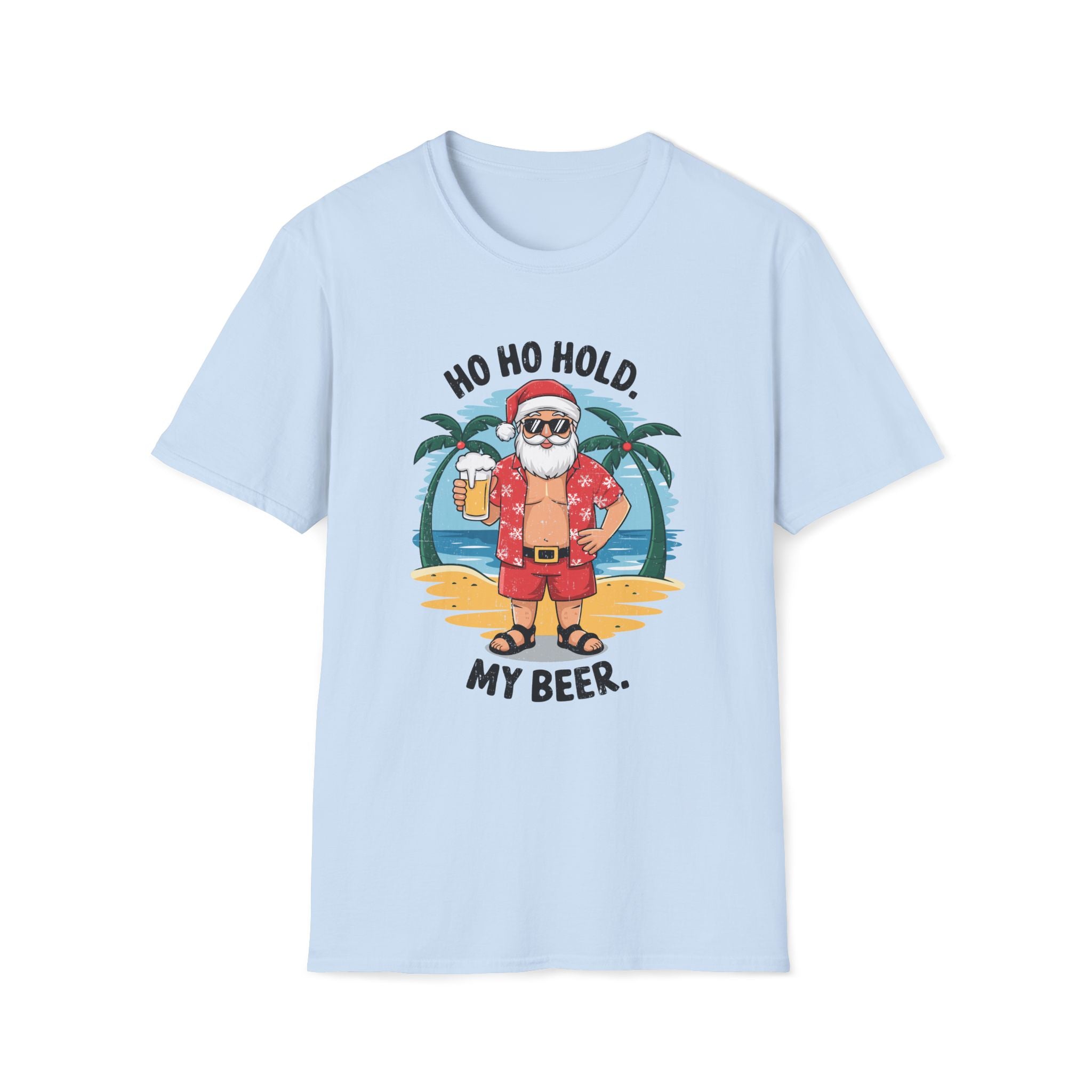Summer Santa, Ho Ho Hold My Beer - Unisex Softstyle T-Shirt