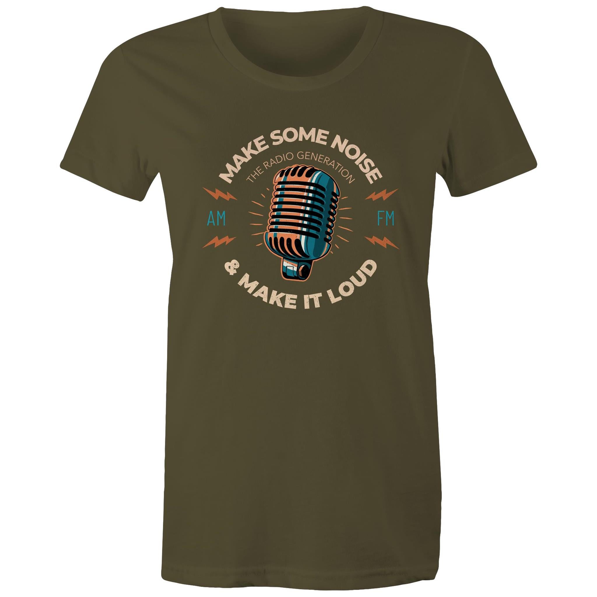 Make Some Noise - Womens T-shirt Army Womens T-shirt Music Printed In Australia