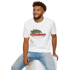 Retro Christmas Tree On Car - Unisex Softstyle T-Shirt