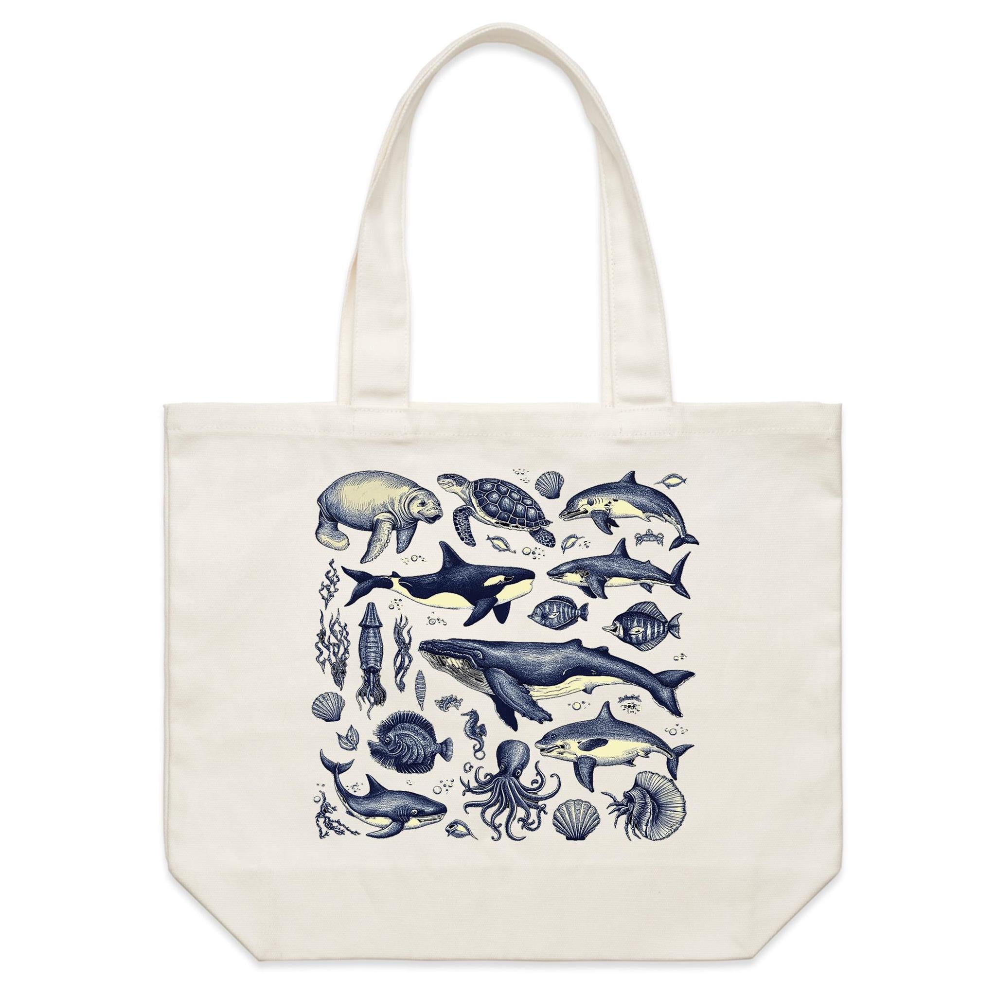 Sea Creatures - Shoulder Canvas Tote Bag Default Title Large Tote Bag Ocean Printed In Australia
