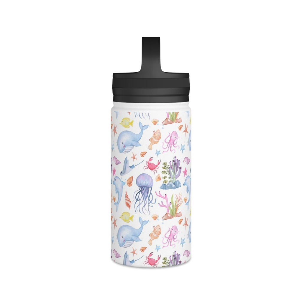Under The Sea, Ocean Animals Stainless Steel Water Bottle, Handle Lid Stainless Steel Water Bottle With Handle Lid Globally Fulfilled Ocean