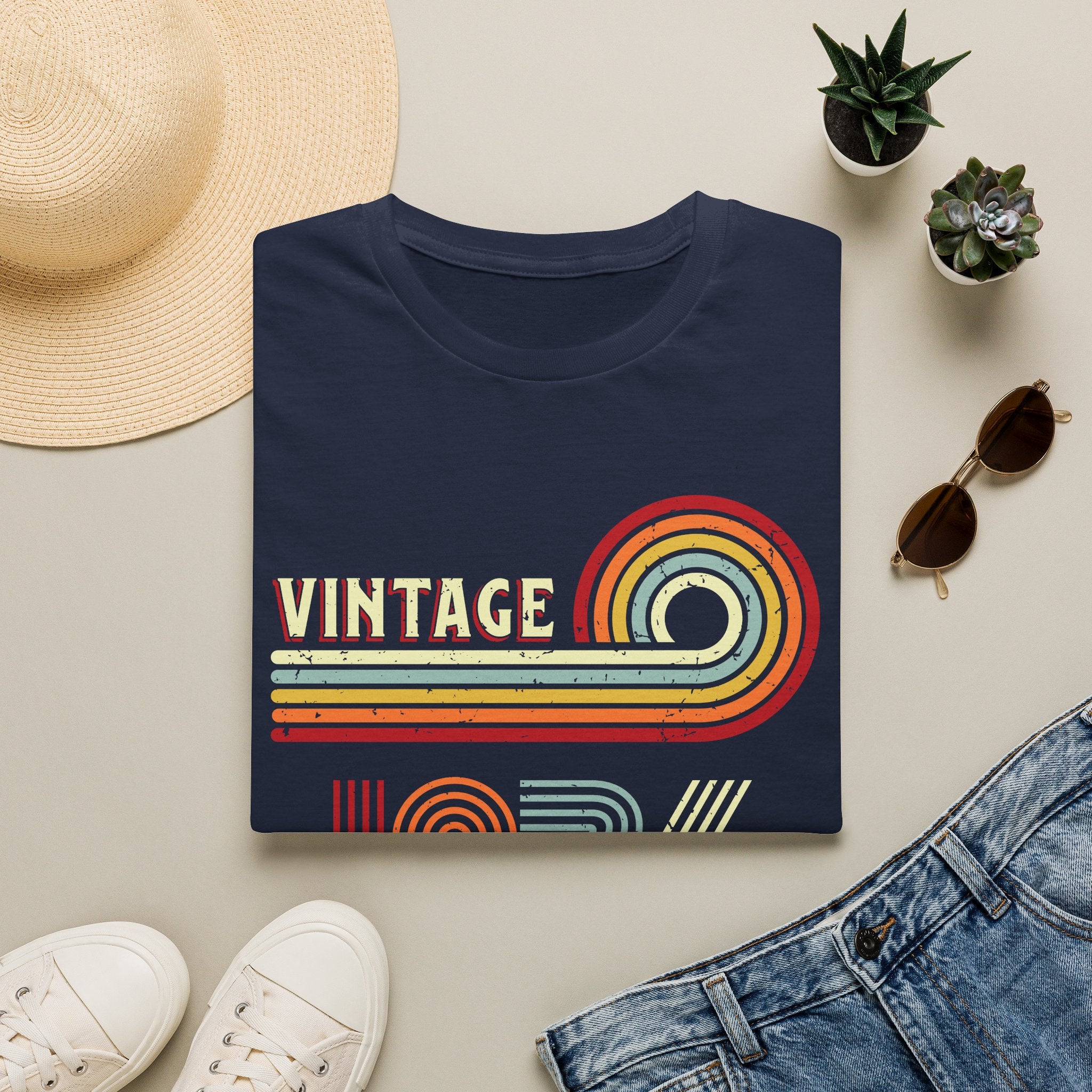 Turning 50 Vintage 1976 Retro Stripes Unisex T-Shirt Unisex Adult T-shirt Birthday Globally Fulfilled