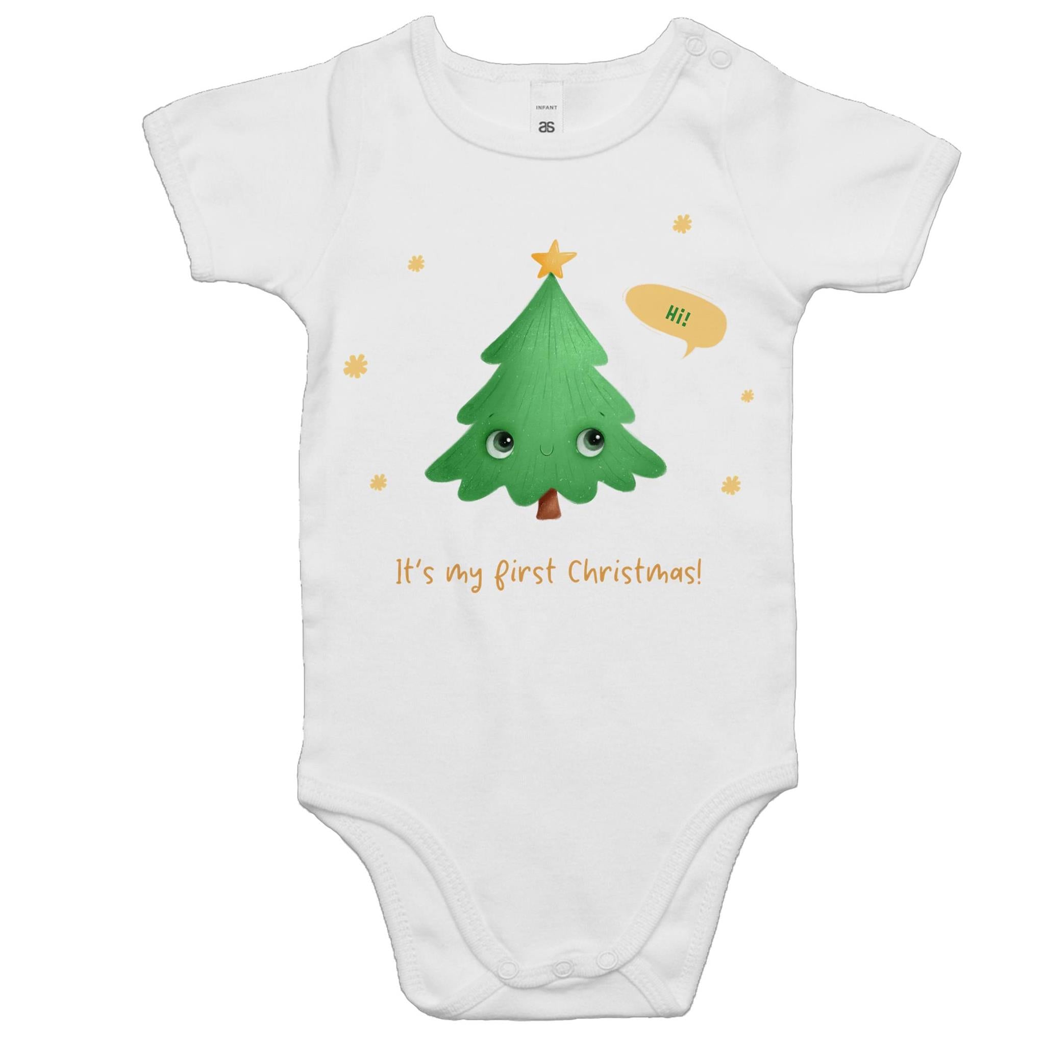 It's My First Christmas - Baby Bodysuit White Baby Christmas Bodysuit Christmas Printed In Australia