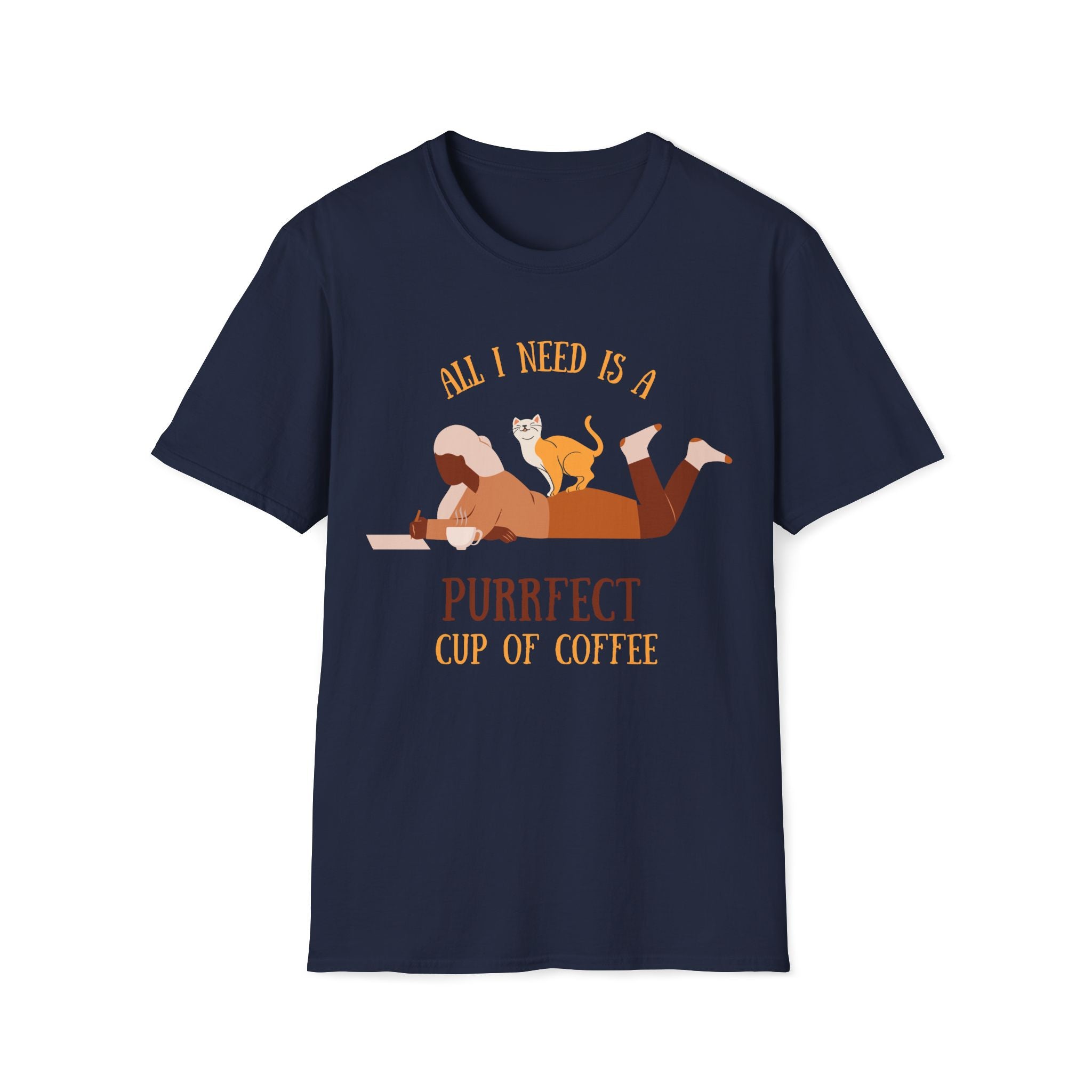All I Need Is A Purrfect Cup Of Coffee - Unisex Softstyle T-Shirt