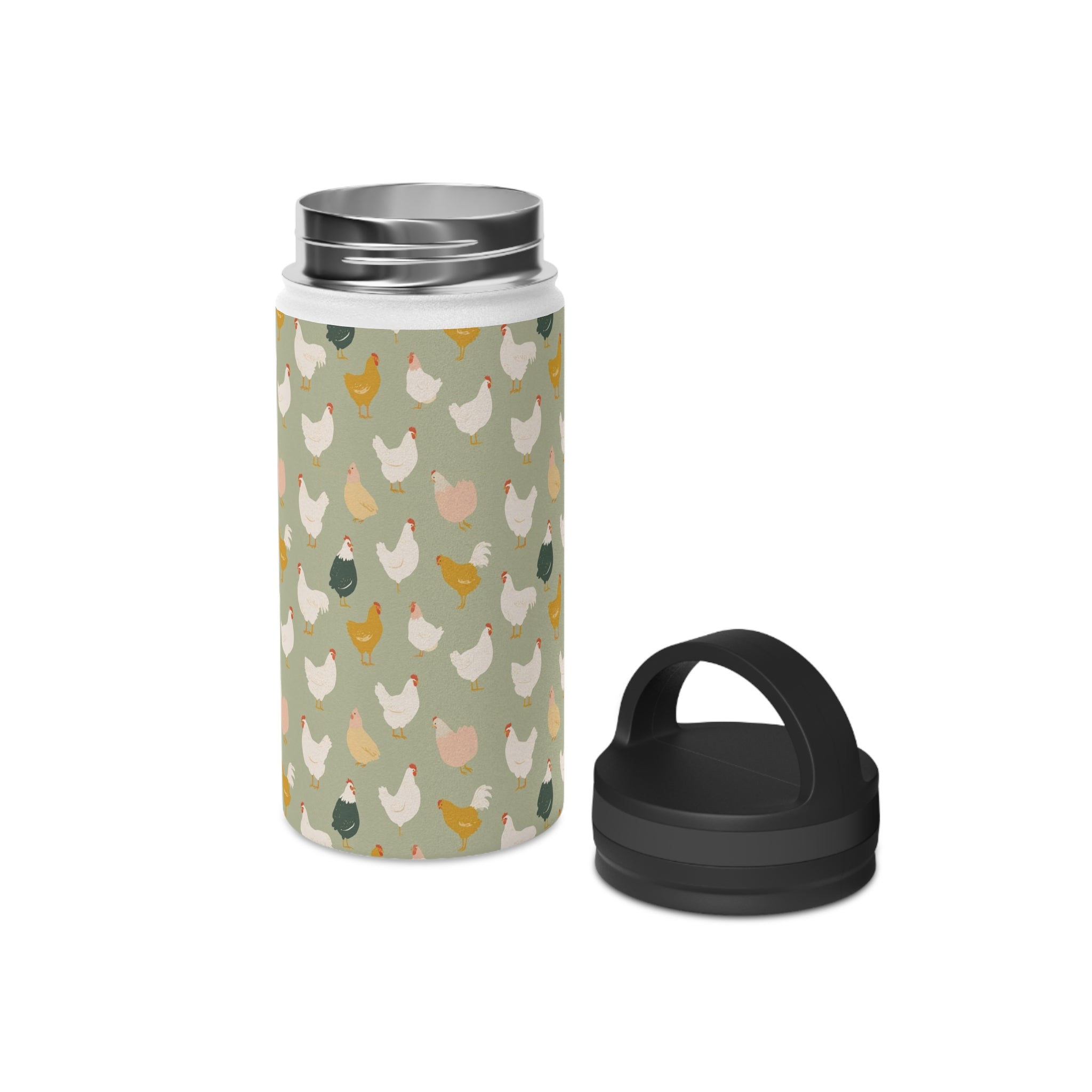 Chicken Life Stainless Steel Water Bottle, Handle Lid Stainless Steel Water Bottle With Handle Lid animal Globally Fulfilled
