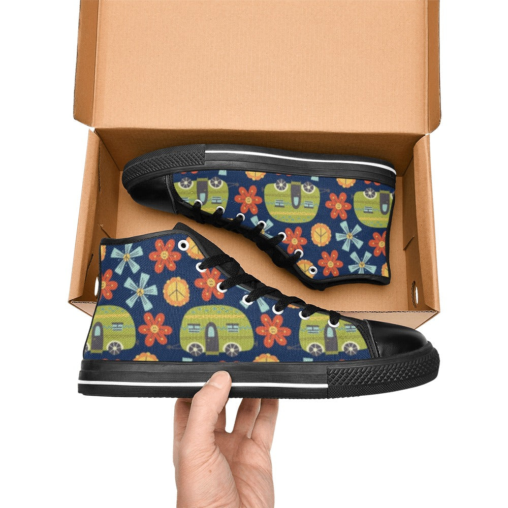 Hippie Caravan - Kids High Top Canvas Shoes