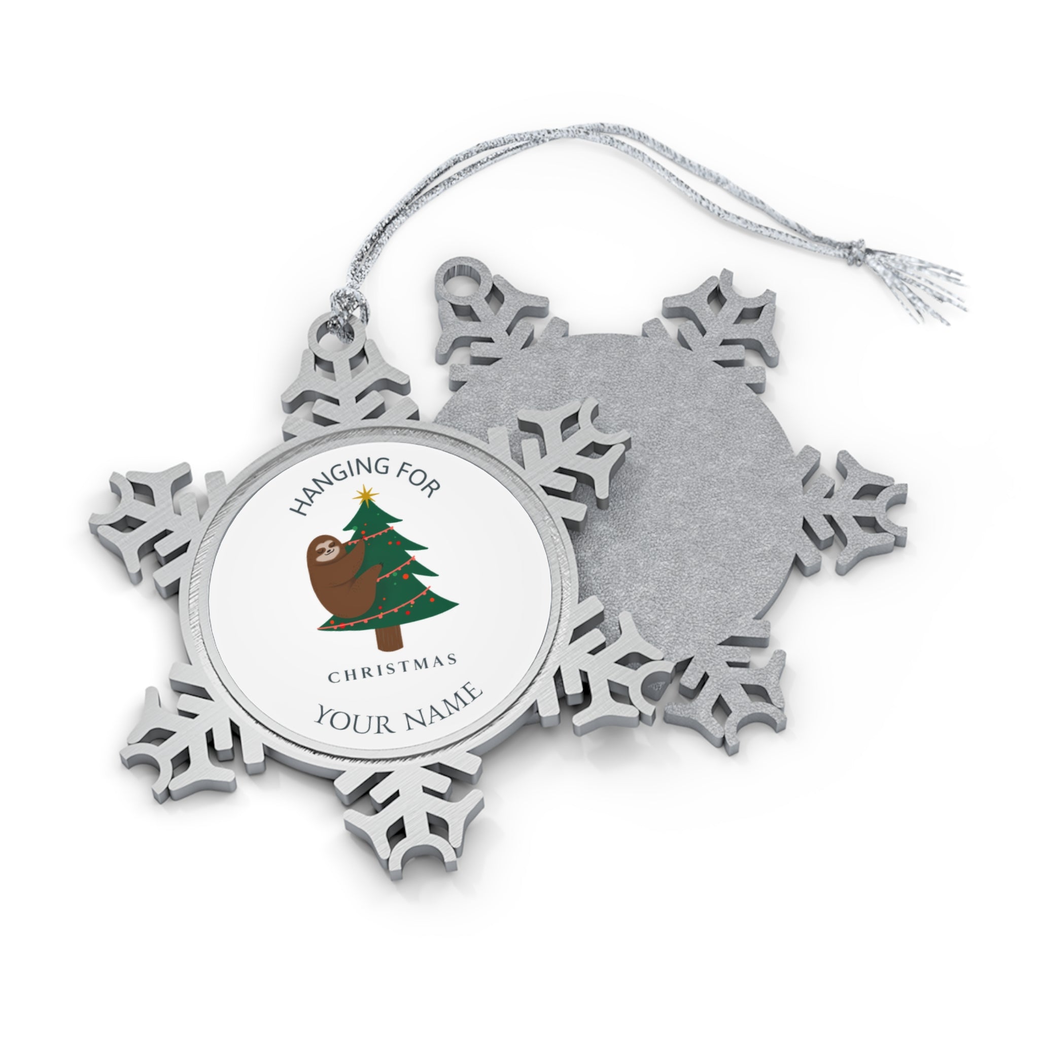 Personalised - Hanging For Christmas - Christmas Pewter Snowflake Ornament