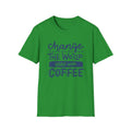 Change The World, Start With Coffee Unisex Softstyle T-Shirt Irish Green Unisex Adult T-shirt Australian Printer Coffee