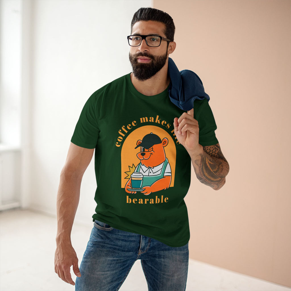 Coffee Makes Life Bearable - Men's Staple Tee Forest Green Mens Premium T-Shirt Animal Coffee Printed in AU and US