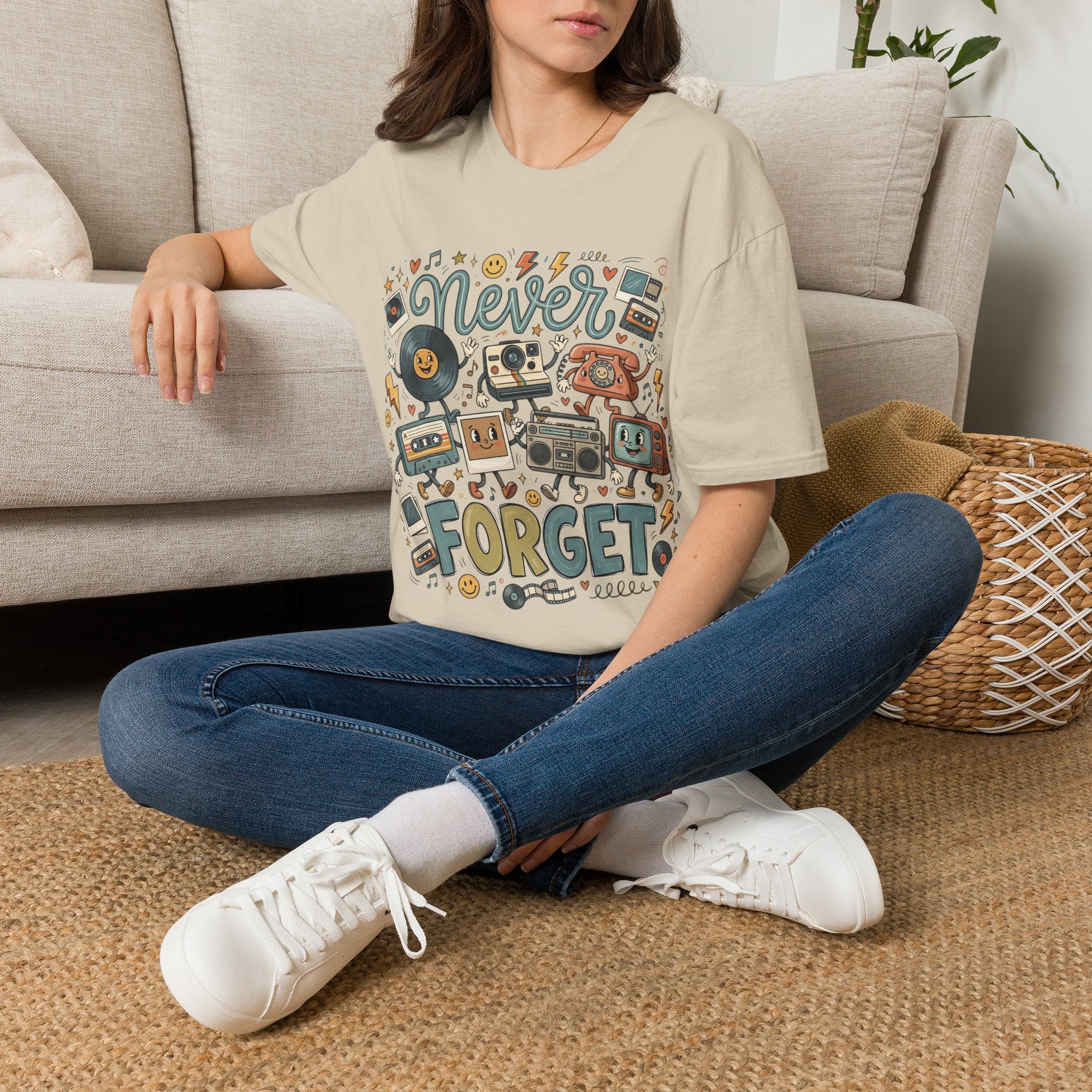 Never Forget Retro Unisex T-Shirt Sand Unisex Adult T-shirt Globally Fulfilled Music Retro