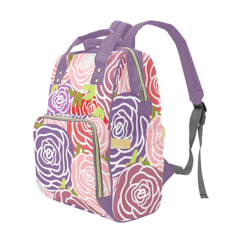 Abstract Roses - Multi-Function Backpack, Nappy / Diaper Bag