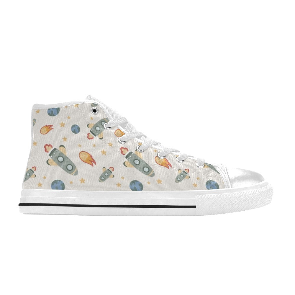 Rockets Men's High Top Canvas Shoes Men's Classic High Top Canvas Shoes Printed Offshore Space