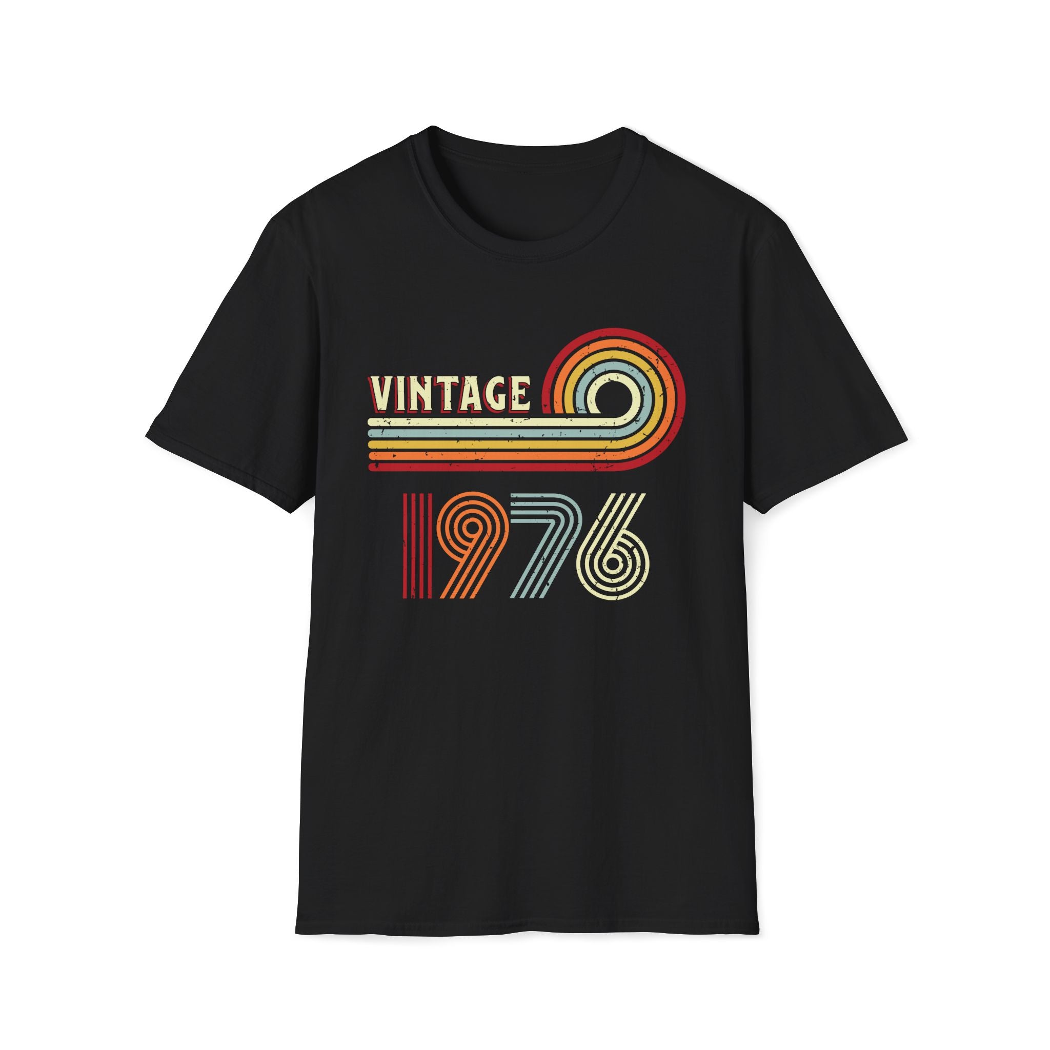 Turning 50 Vintage 1976 Retro Stripes Unisex T-Shirt Black Unisex Adult T-shirt Birthday Globally Fulfilled