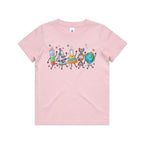 Science Characters Kids AS Colour T-shirt Pink Kids Youth T-shirt Printed In Australia Science