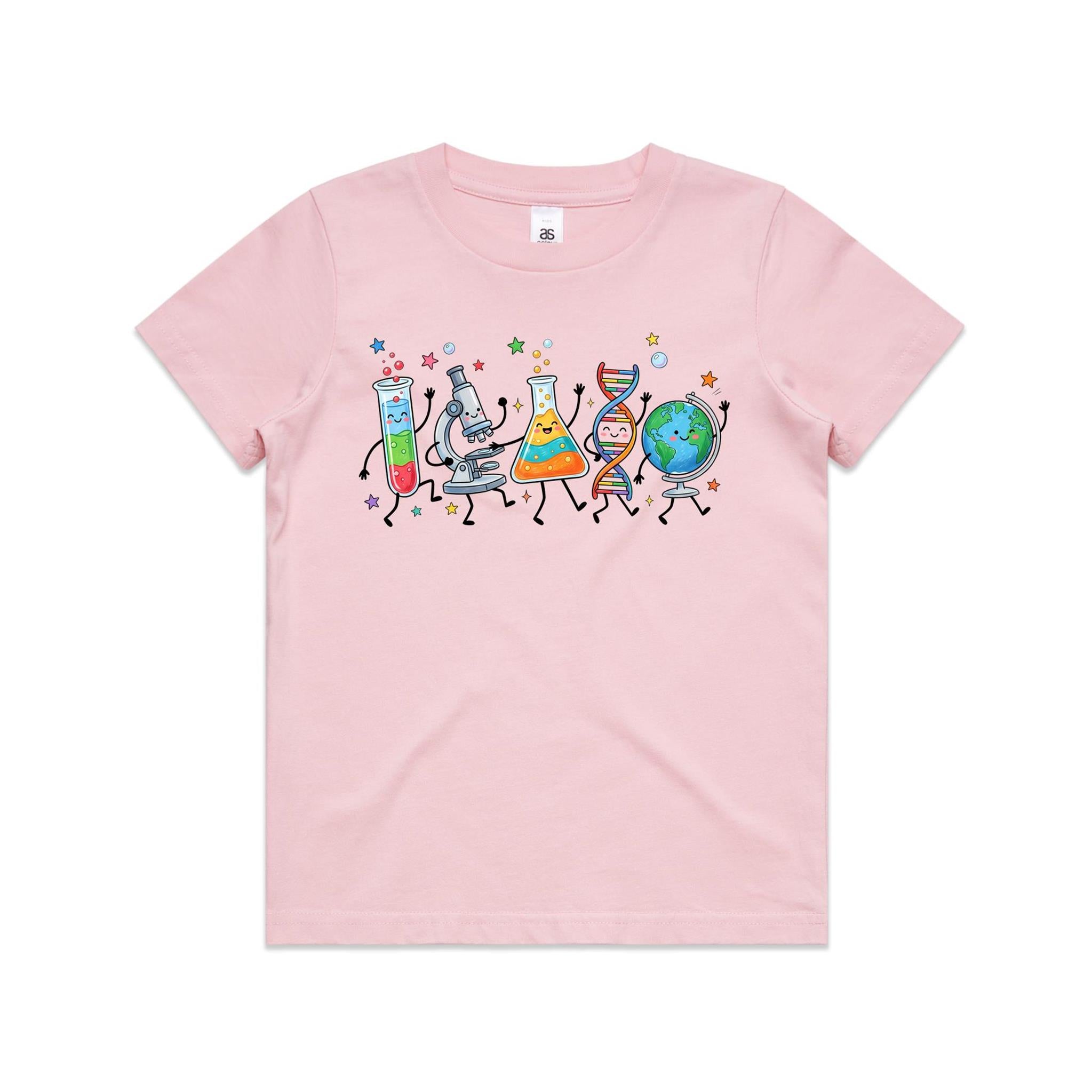 Science Characters Kids AS Colour T-shirt Pink Kids Youth T-shirt Printed In Australia Science