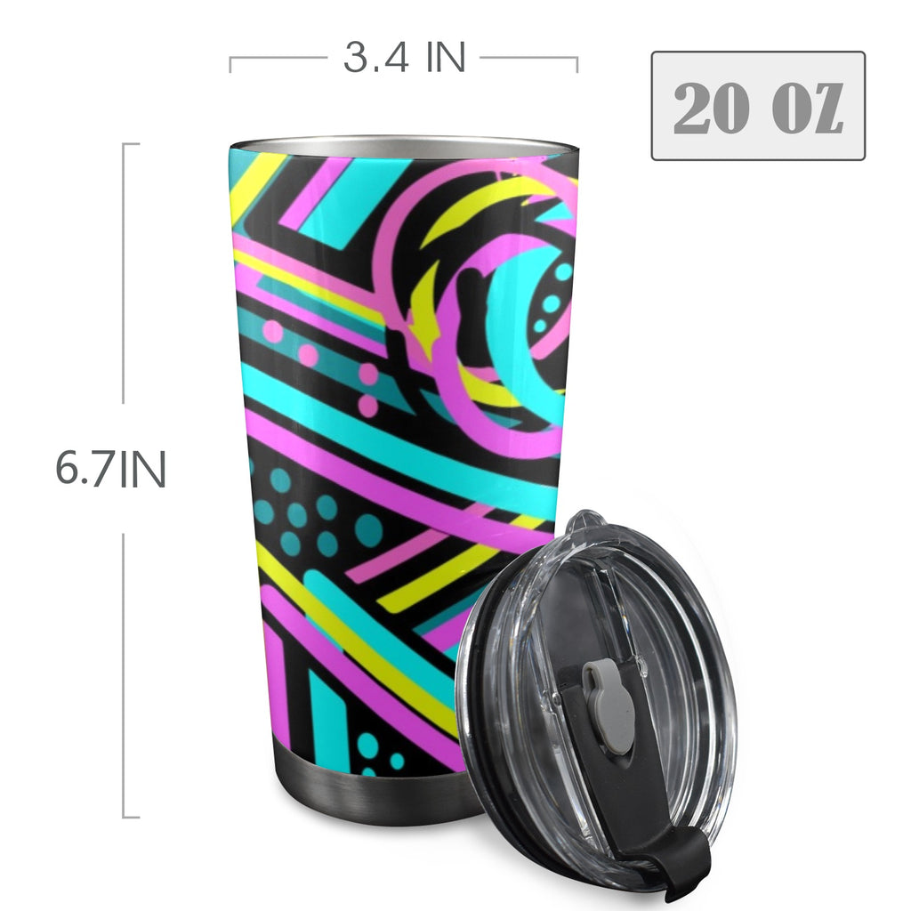 Retro Geometric - 20oz Mobile Tumbler with Lid (Black Lock) 20oz Travel Mug Printed Offshore