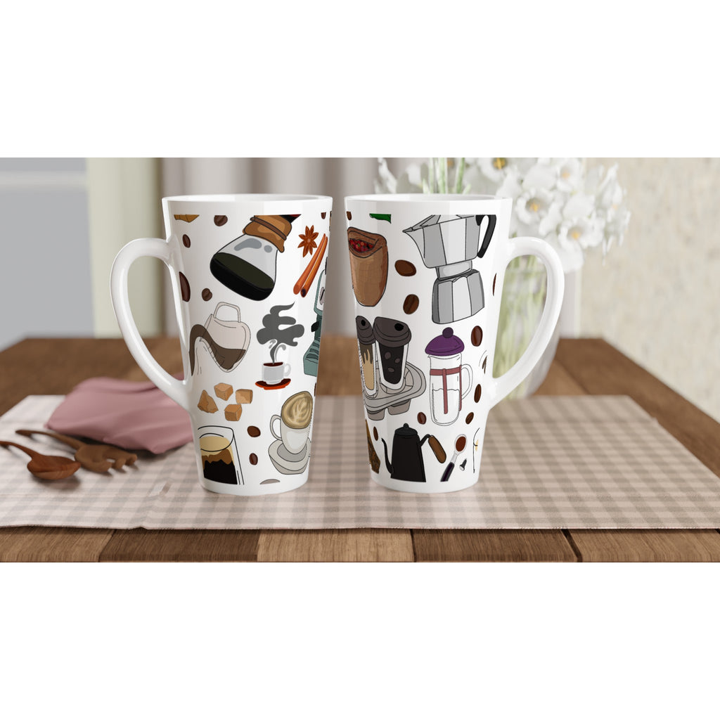 All The Coffee - White Latte 17oz Ceramic Mug Latte Mug Coffee Globally Fulfilled