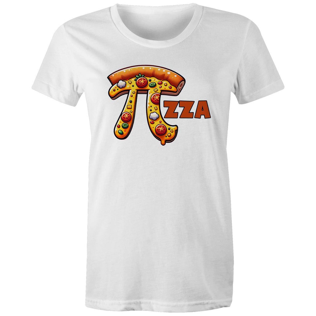 Pi Pizza - Womens T-shirt White Womens T-shirt Food Maths Printed In Australia Science