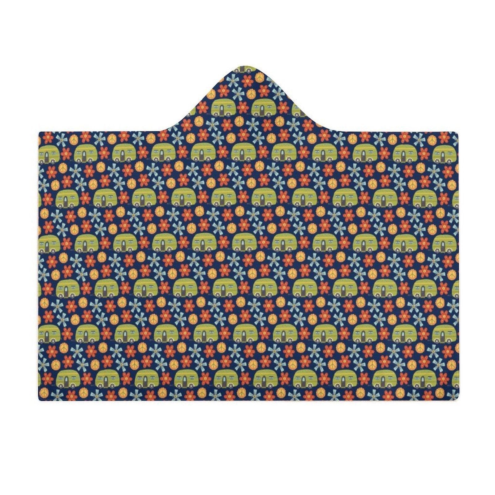 Hippie Caravan Kids Hooded Blanket 100cm x 130cm Kids Hooded Blanket Printed Offshore Retro