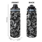 Monsters In Black And White - Insulated Water Bottle with Dual-Use Lid (18oz) Insulated Water Bottle with Dual-Use Lid (18oz) Printed Offshore Sci Fi