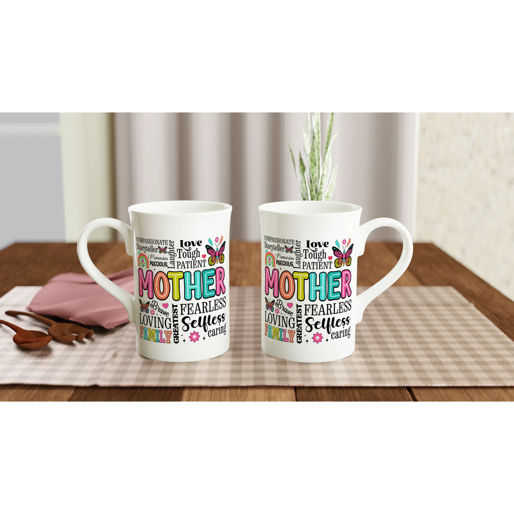 Mother Word Cloud - White 10oz Porcelain Slim Mug Porcelain Mug Globally Fulfilled Mum